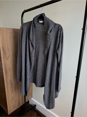 Ardene Grey Open-Front Cardigan with Hood Size M